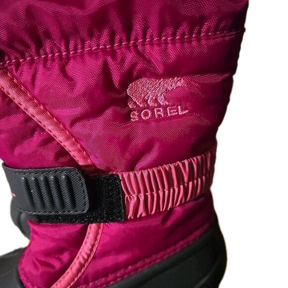 Sorel Flurry Kids Hot Pink & Gray Winter Snow Boots Size 8 Waterproof Insulated - Picture 2 of 7